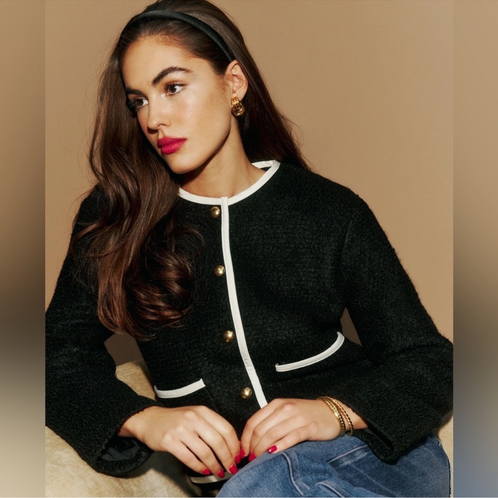 Reformation Dale Cropped Jacket Black - Size S